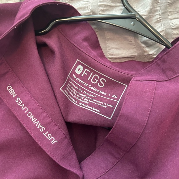 Figs Women's Burgundy Scrub Set with Orange Accents - Picture 3 of 4